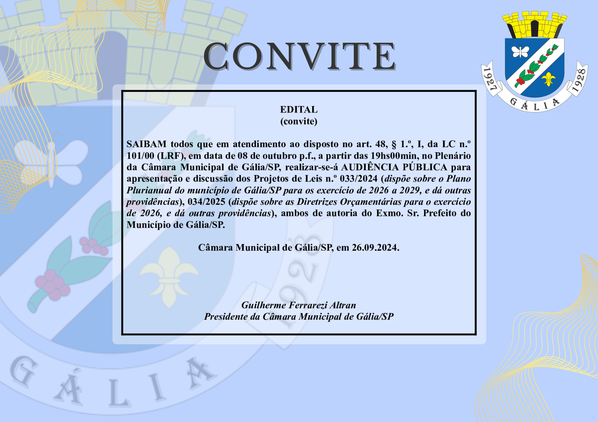 Convite para Audiência Pública